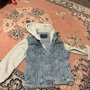 Urban Heritage Blue and Gray Denim Hoodie Jacket